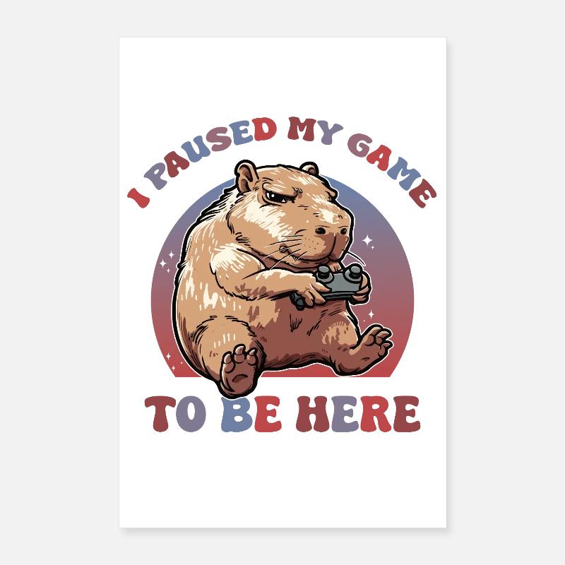 Capybara Gaming J’ai mis mon jeu en pause Poster 40 x 60 cm