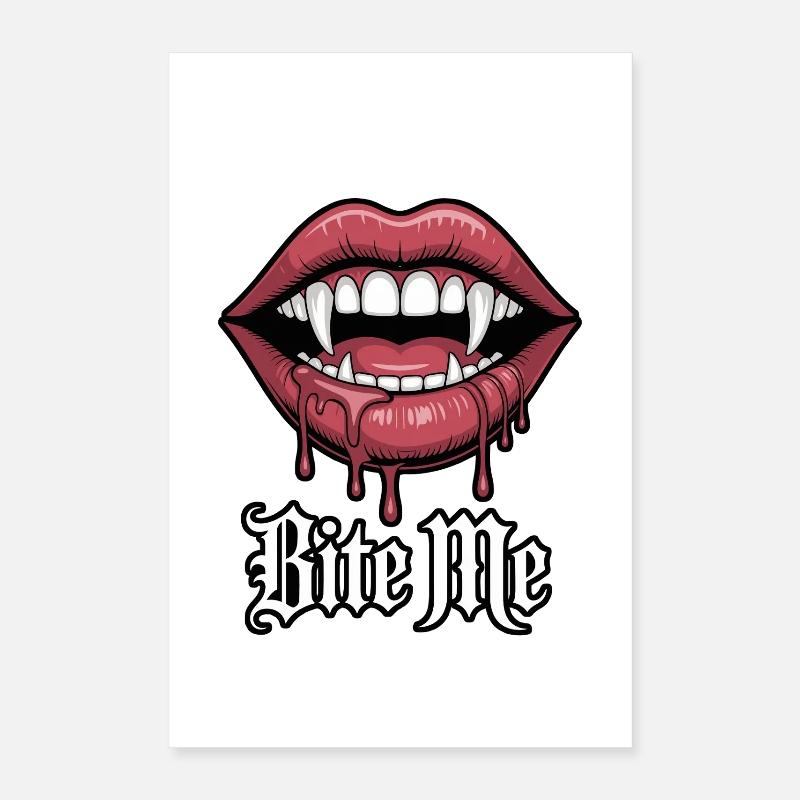 Vampiric lips with greed and bite Poster 16" x 24" (40x60 cm)