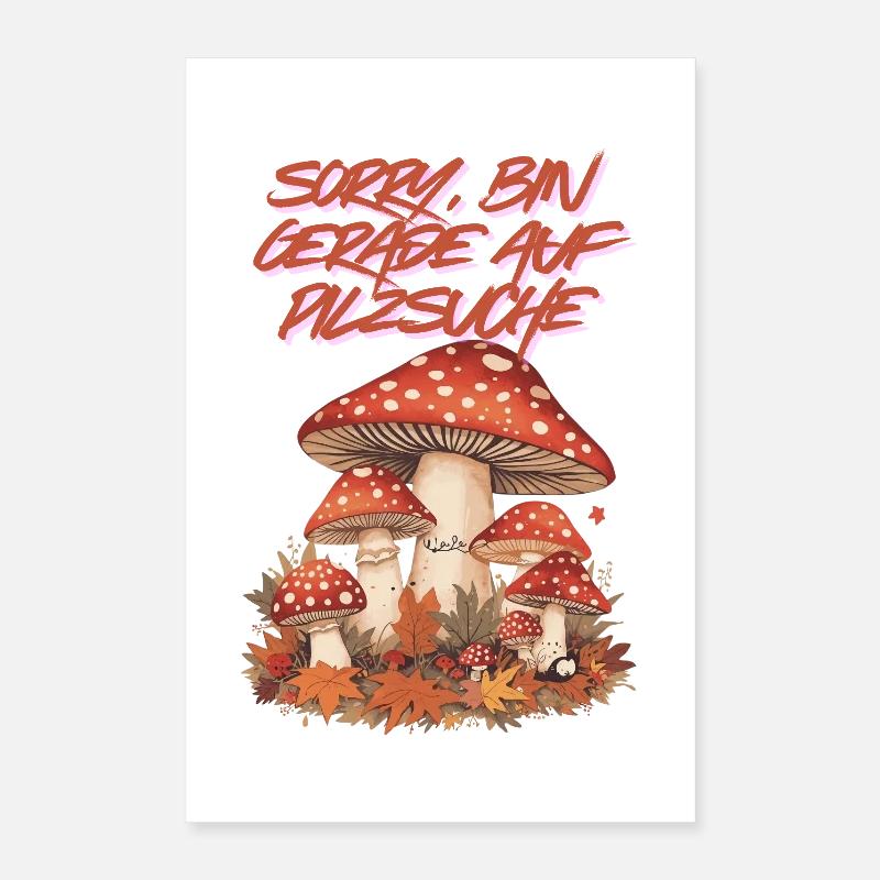 Champignon Champignon Chasse Forêt Automne Automne Poster 40 x 60 cm