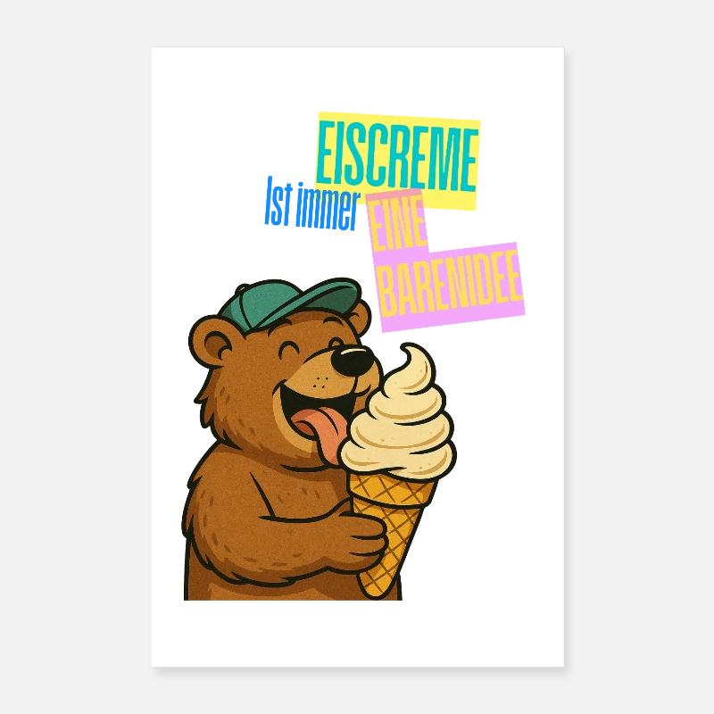 Bär Eiscreme Comic Poster 40x60 cm