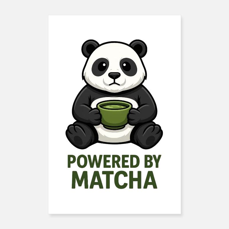 Panda avec tasse de matcha Poster 40 x 60 cm