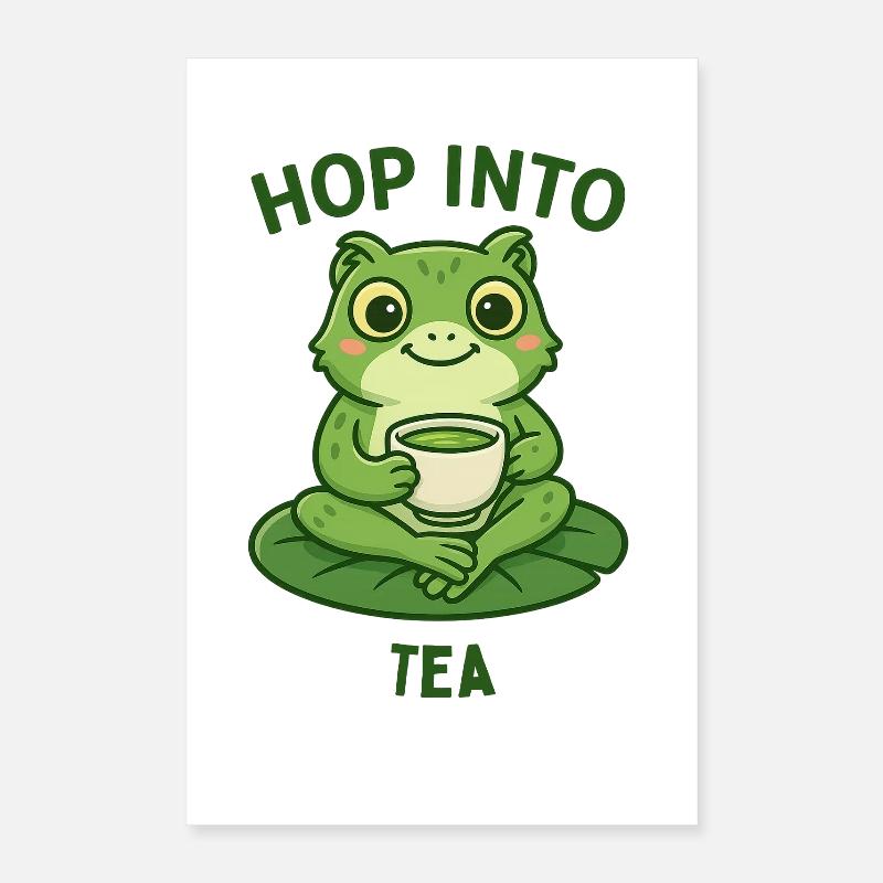 Frog Tea Hopper Matcha Animals Design Poster 16" x 24" (40x60 cm)