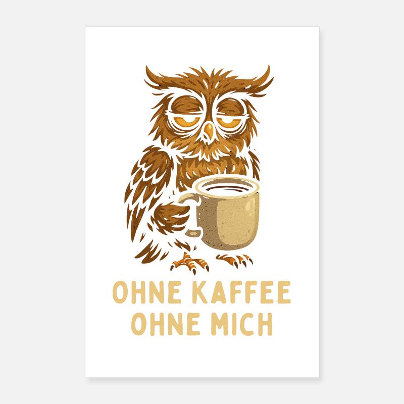 Nodding owl with coffee Poster 16" x 24" (40x60 cm)