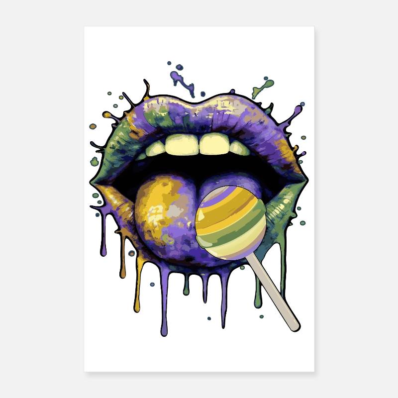 Pop Art coloré Lèvres & Suces Poster 40 x 60 cm