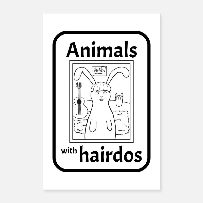 Lapin avec coiffure - Poster 40 x 60 cm - blanc