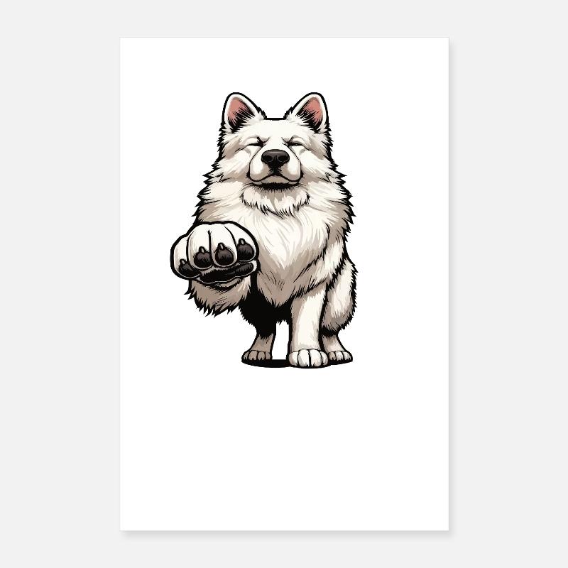 Sprich mit der Pfote Weißer Schäferhund Hütehund Poster 40x60 cm