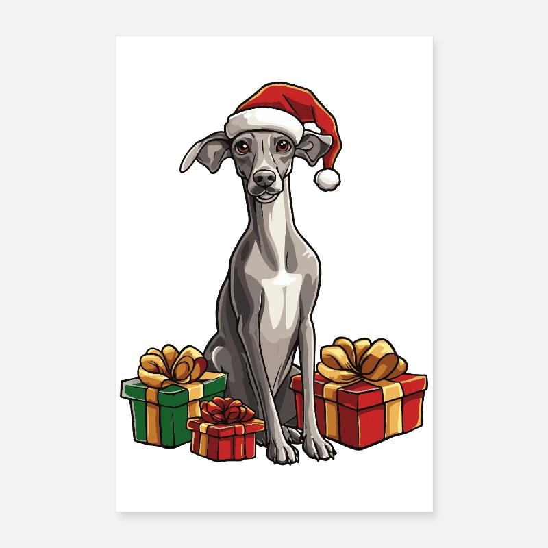 Cadeaux de Noël pour chiens lévriers Poster 40 x 60 cm