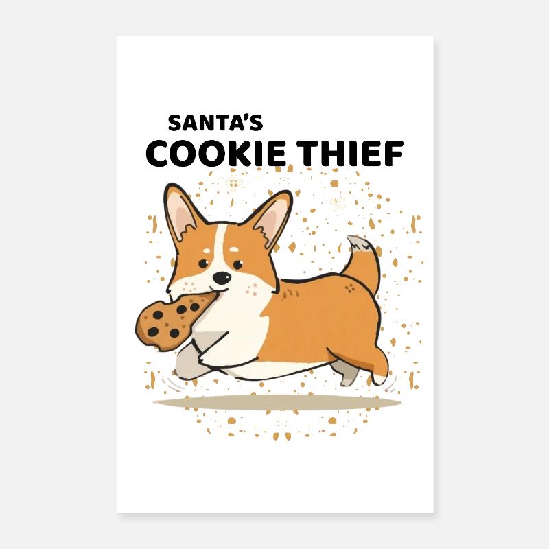Le voleur de biscuits du Père Noël – Noël Corgi mignon Poster 40 x 60 cm