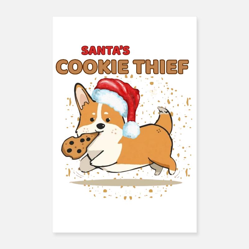 Santa’s Cookie Thief Corgi Weihnachtsdesign Poster 40x60 cm