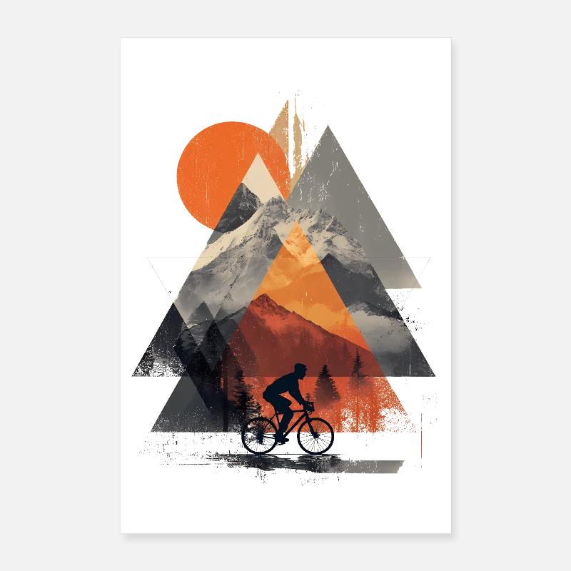 Mountain Geometry Cycling – Modern Adventure Art Poster 40x60 cm