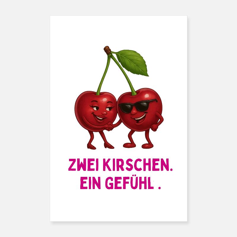 Zwei Kirschen, Ein Gefühl Poster 40x60 cm