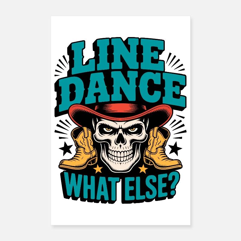 Line Dance Skull with Boots Poster 16" x 24" (40x60 cm)