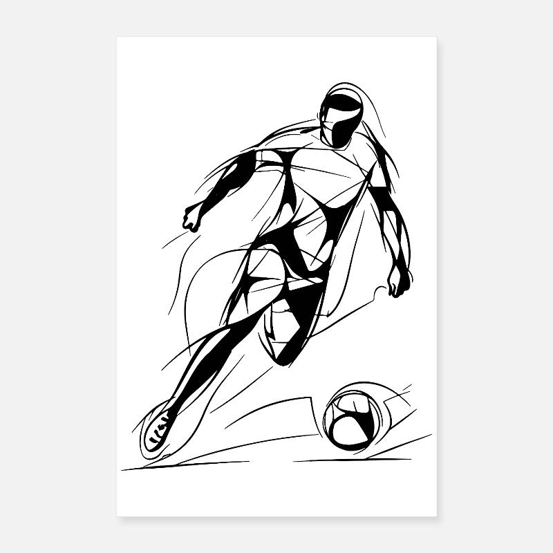 Soccer Player Drawing Poster 16" x 24" (40x60 cm)