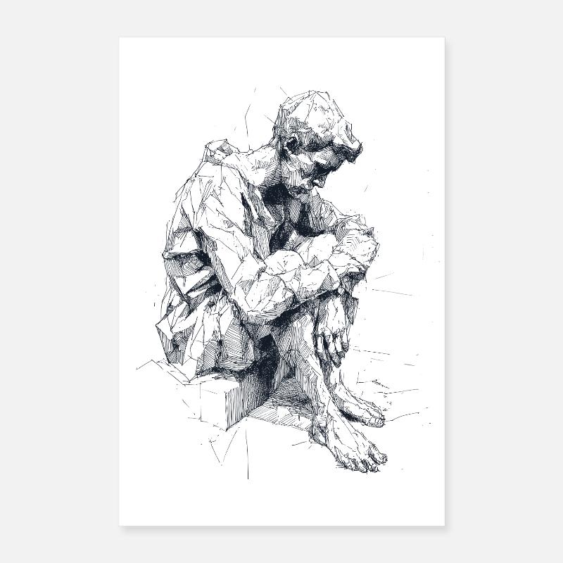 Geometric Shadow Figure Poster 16" x 24" (40x60 cm)