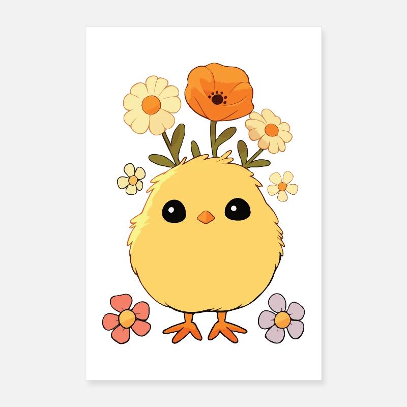 Poussin, Printemps, Fleurs, Été, Pâques, Jardin Poster 40 x 60 cm