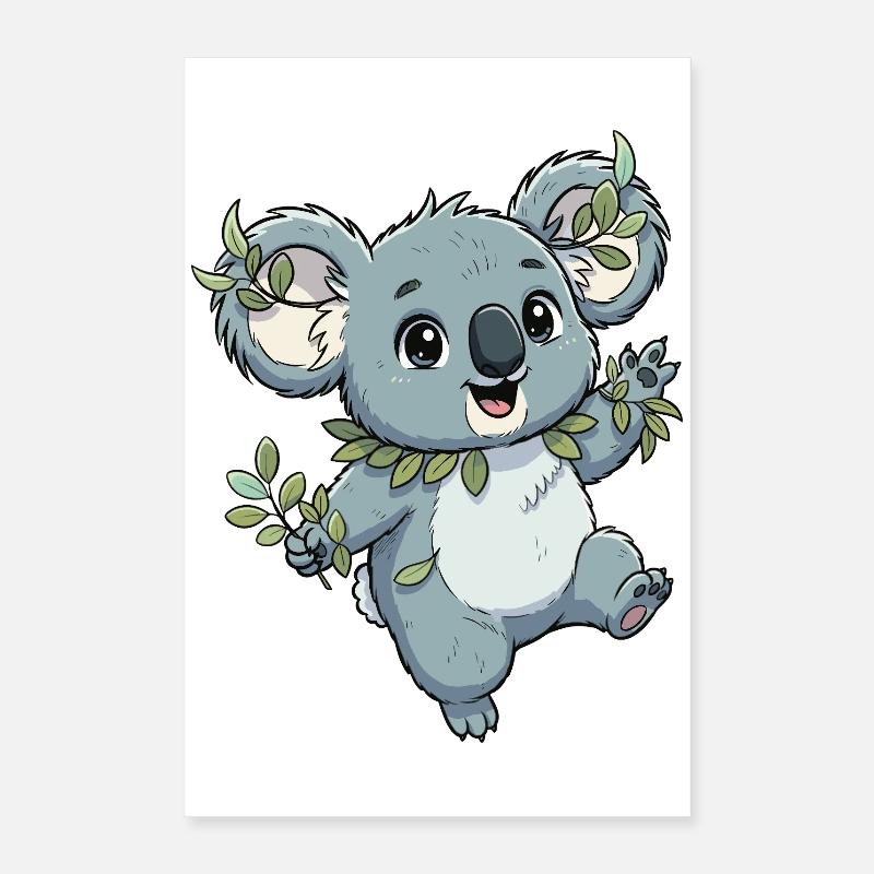 Koala vert avec couronne de feuilles Poster 40 x 60 cm