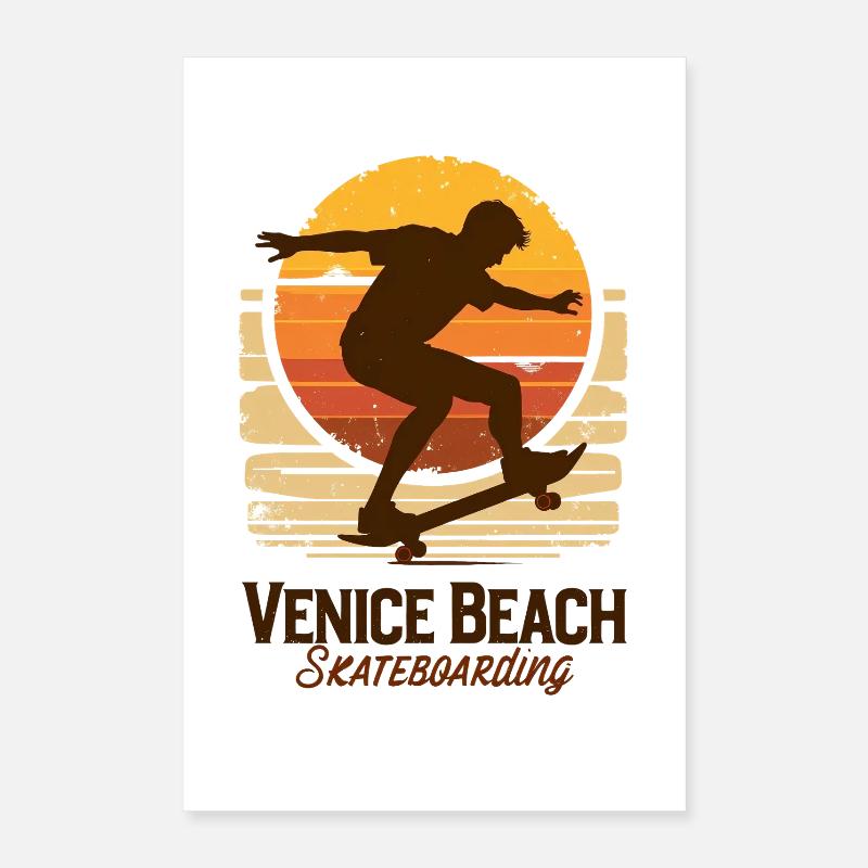 Venice Beach Skateboard Sunset Poster 40x60 cm