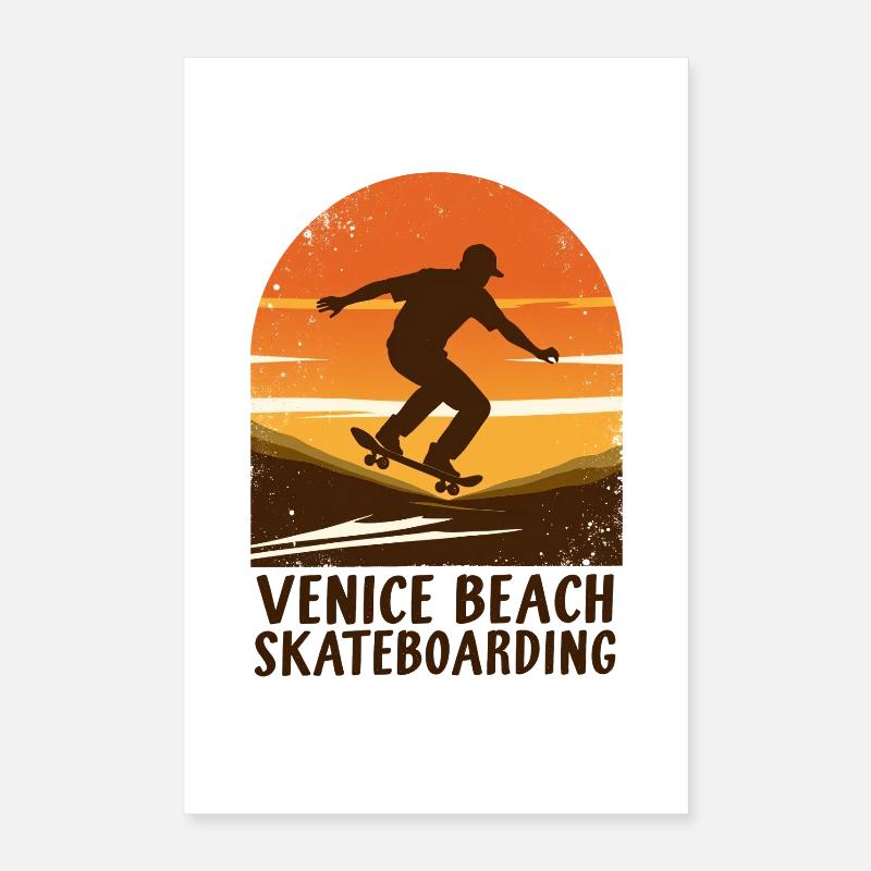 Venice Beach Sunset Skateboard Poster 16" x 24" (40x60 cm)