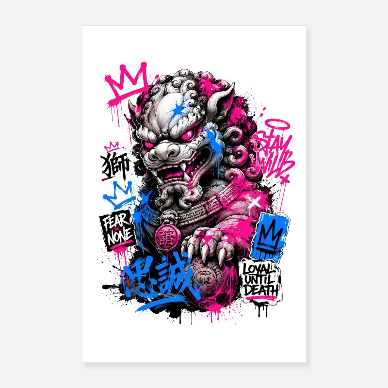 Graffiti Foo Dog Street Guardian Poster 40 x 60 cm