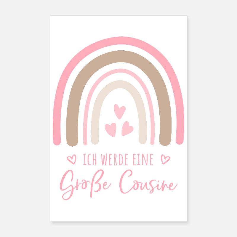 Ich werde eine große Cousine Boho Regenbogen Poster 40x60 cm