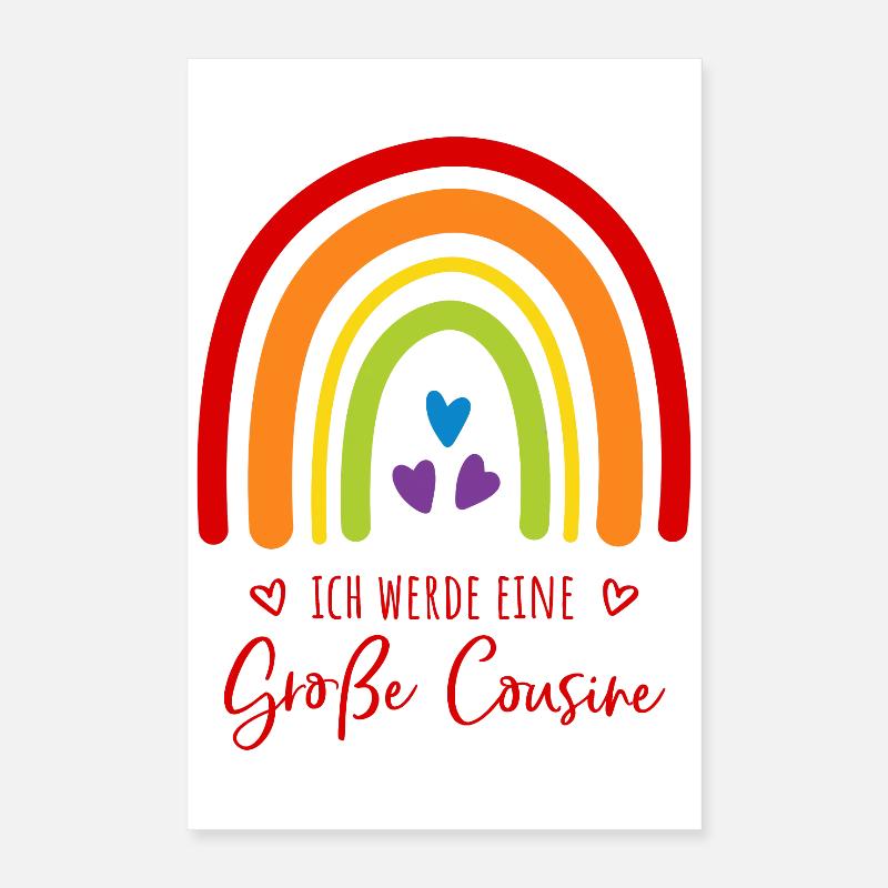Ich werde eine große Cousine Regenbogen Poster 40x60 cm