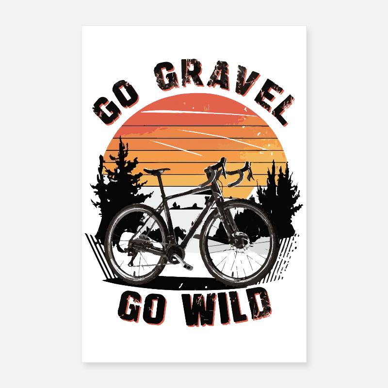 Vélo de gravier Coucher de soleil Scène Poster 40 x 60 cm