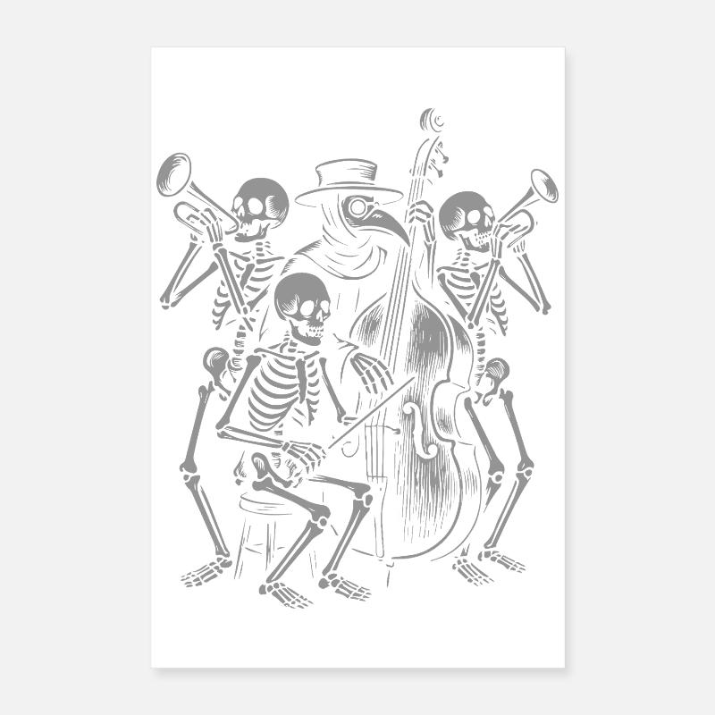 Ensemble de jazz squelette effrayant Poster 40 x 60 cm