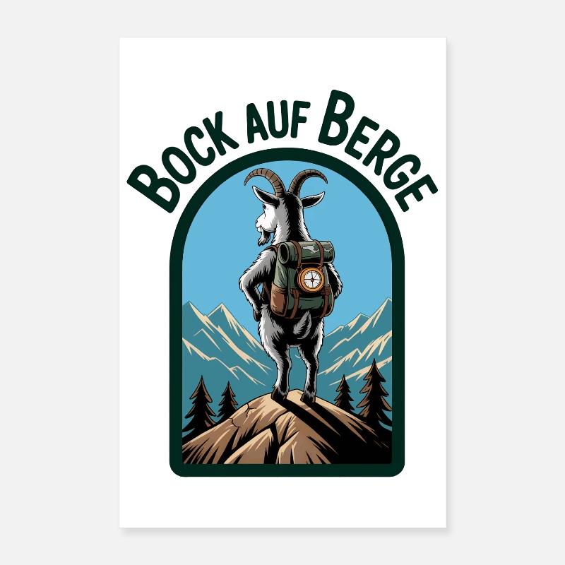 Mountain goat with backpack Poster 16" x 24" (40x60 cm)