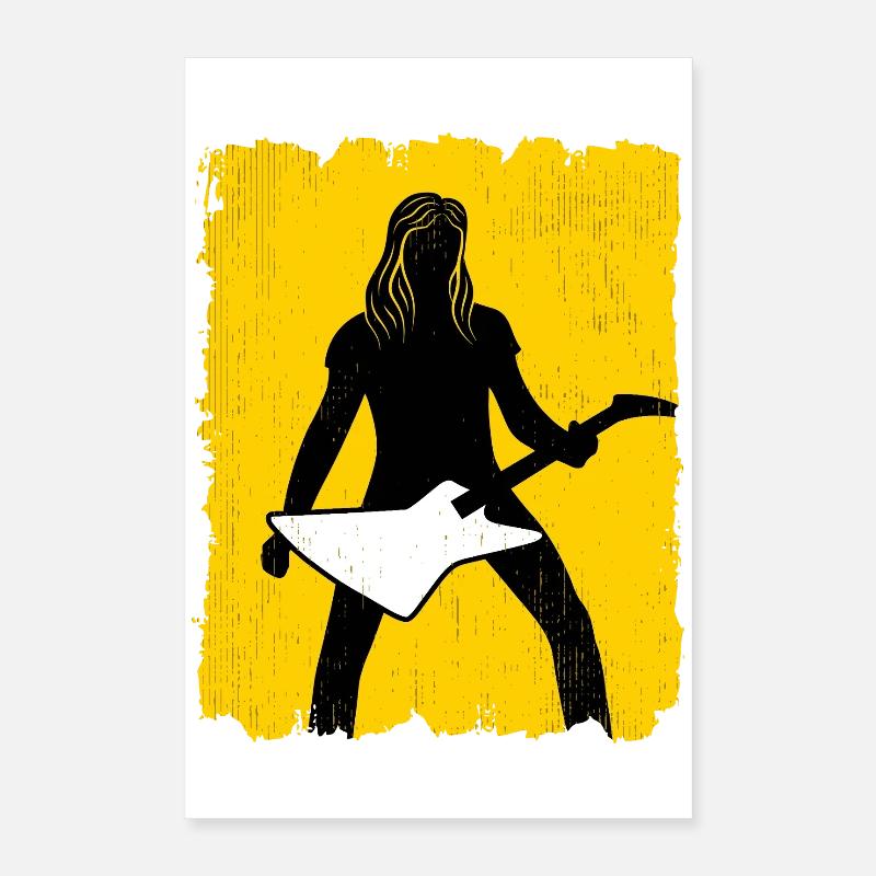 Guitar Player Silhouette Graffiti Poster Poster 16" x 24" (40x60 cm)
