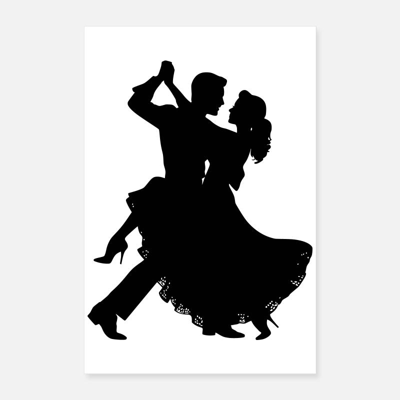 Dancing Couple Silhouette | Elegant dance motif Poster 16" x 24" (40x60 cm)