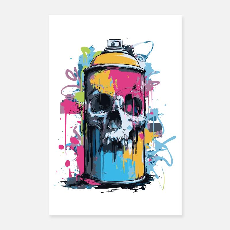 Spray à graffitis de crâne Poster 40 x 60 cm