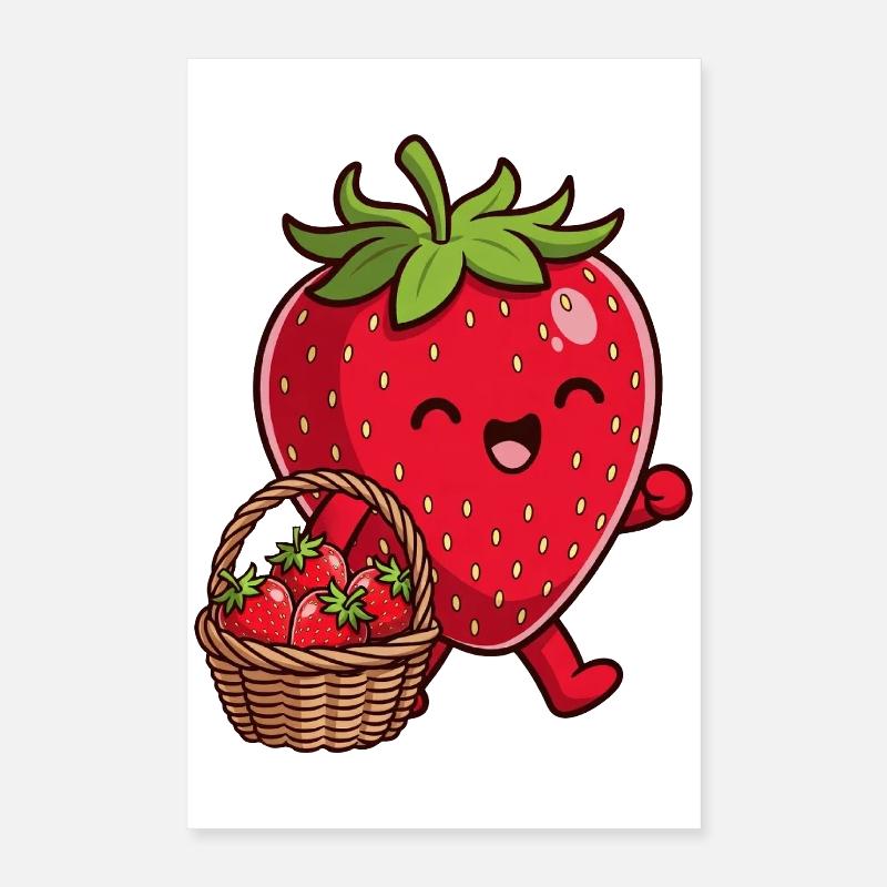 Lustige Erdbeere Poster 40x60 cm