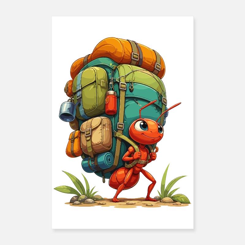 Wandering ant with backpack Poster 16" x 24" (40x60 cm)
