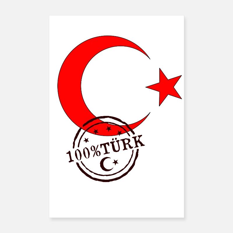 Turkish Flag 100%Türk Poster 16" x 24" (40x60 cm)