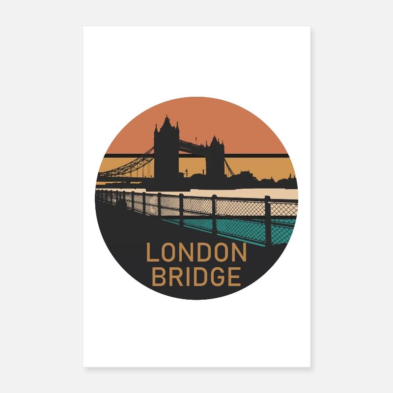 London Bridge Retro Sunset Poster 40 x 60 cm