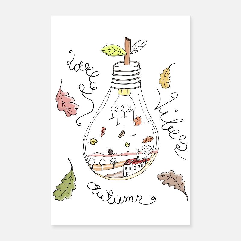 Autumn in light bulb and beautiful saying Poster 16" x 24" (40x60 cm)