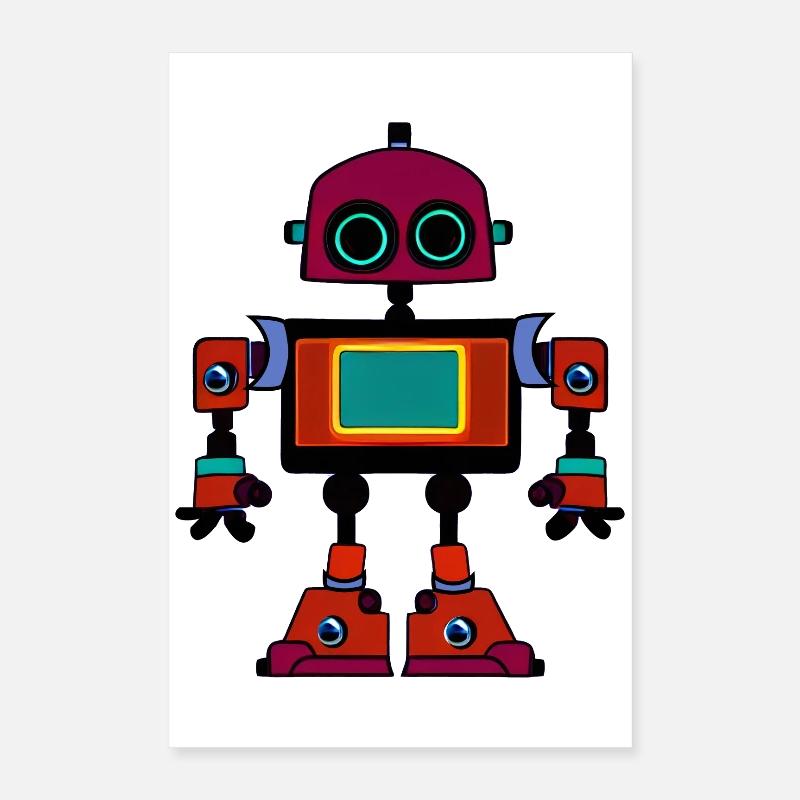 Petit Robot Rétro Coloré Poster 40 x 60 cm