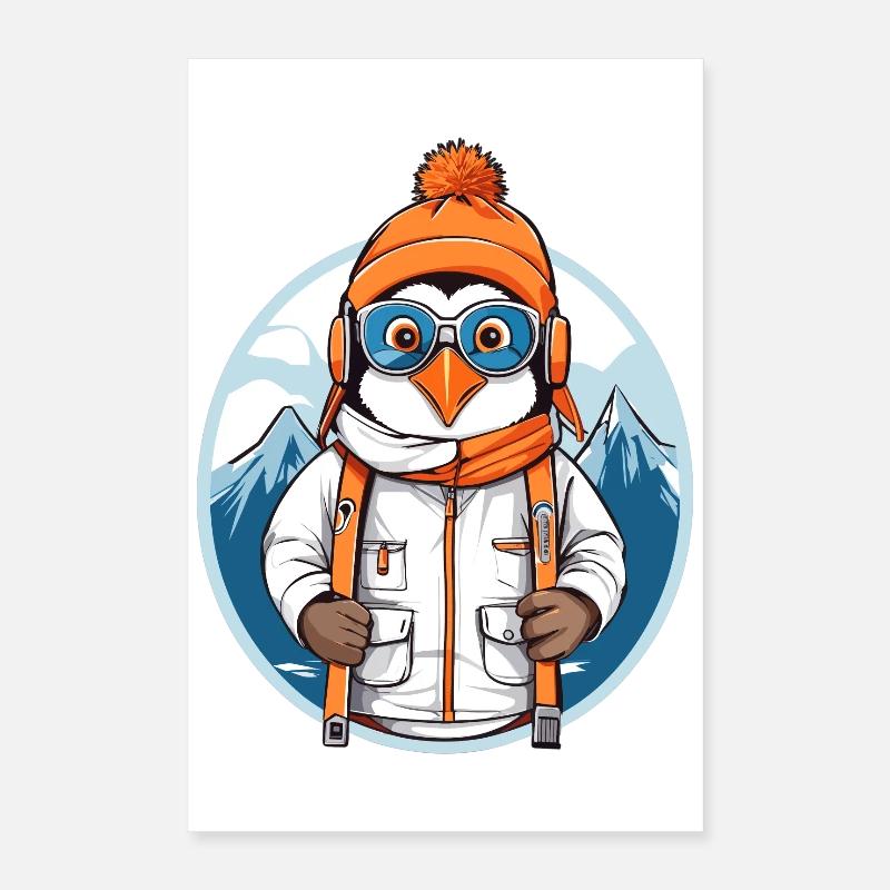 Cute penguin with wool hat Poster 16" x 24" (40x60 cm)