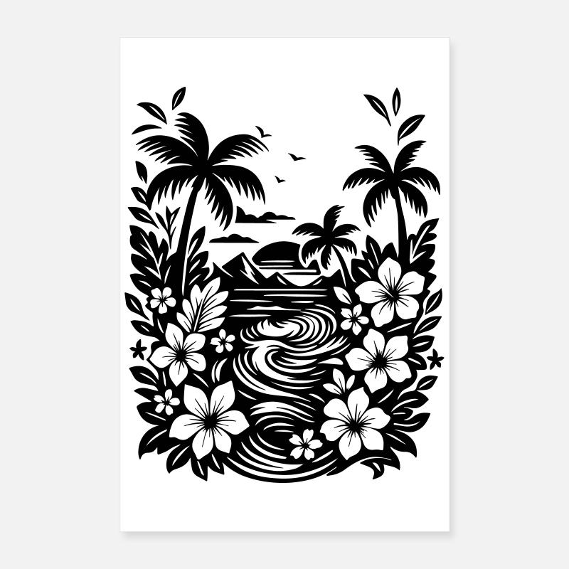 Holidays Beach and Palm Trees Poster 16" x 24" (40x60 cm)