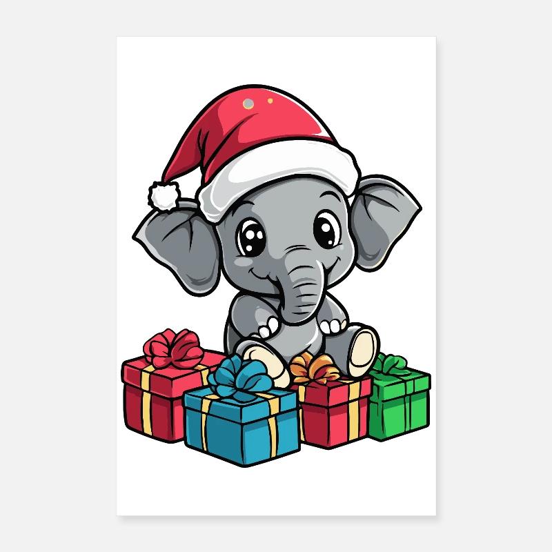 Cadeaux de Noël pour éléphants Poster 40 x 60 cm