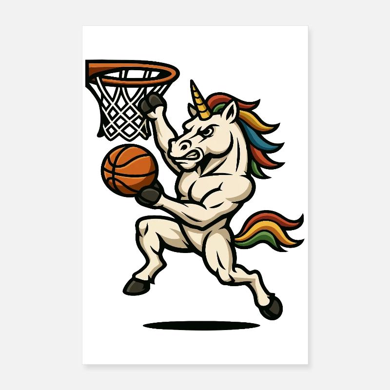 Rainbow Unicorn Slam Dunk Poster 16" x 24" (40x60 cm)