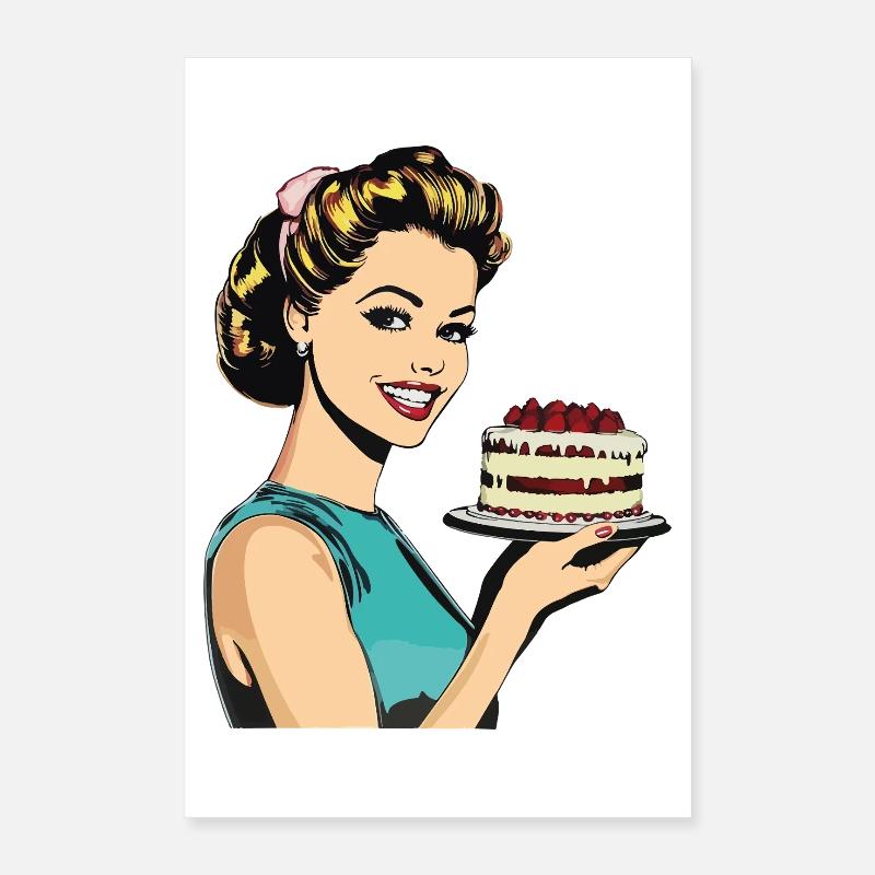 Cuisson Gâteau Cuisson Reine Cuisson Fée Boulanger Pop Art Poster 40 x 60 cm