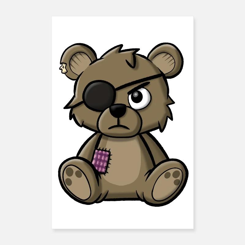 Ours en peluche avec cache-œil Poster 40 x 60 cm