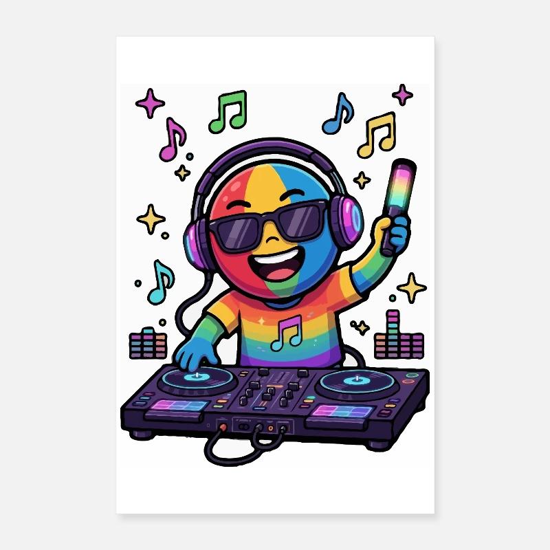 Rainbow DJ Emoticon Poster 40x60 cm