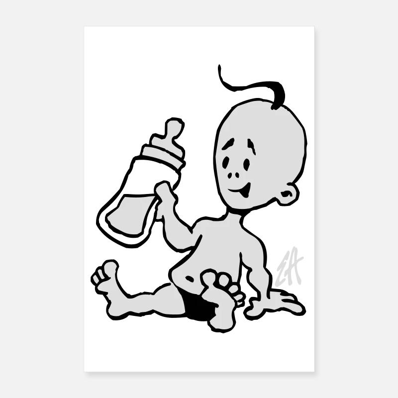 Baby mit einer Milchflasche Poster 40x60 cm