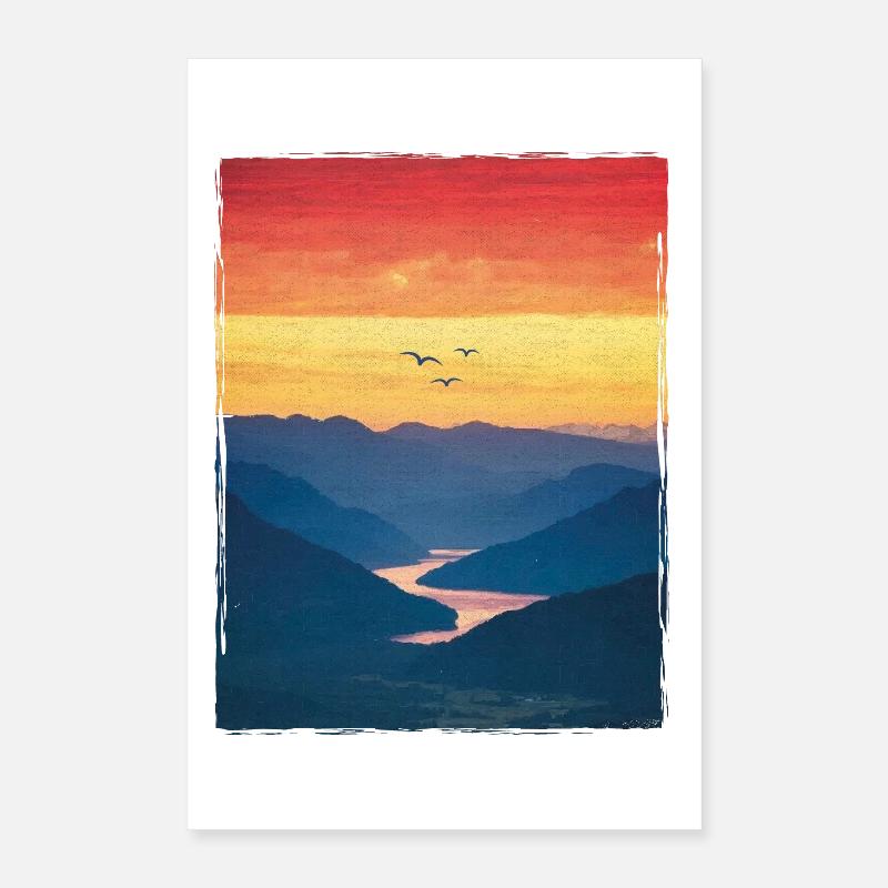 Landscape / Mountains / Sunset / Romantic Poster 16" x 24" (40x60 cm)