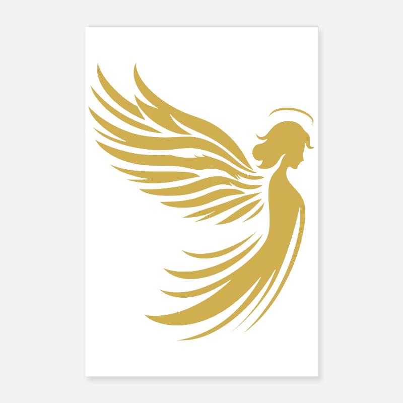 Un angelo con ali e silhouette aureola Poster 40x60 cm