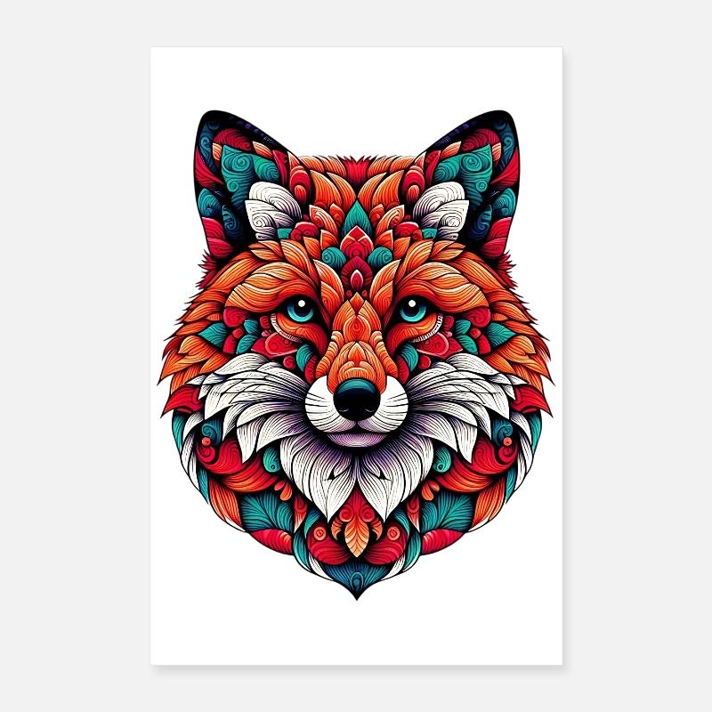Renard décoré de Mandalas Poster 40 x 60 cm