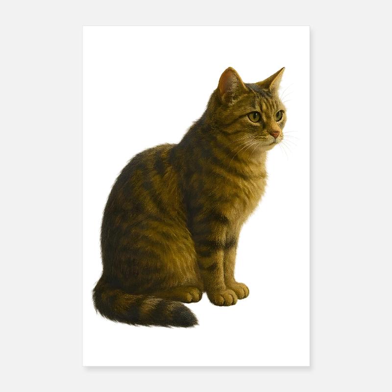 Seated, tabby cat Poster 16" x 24" (40x60 cm)