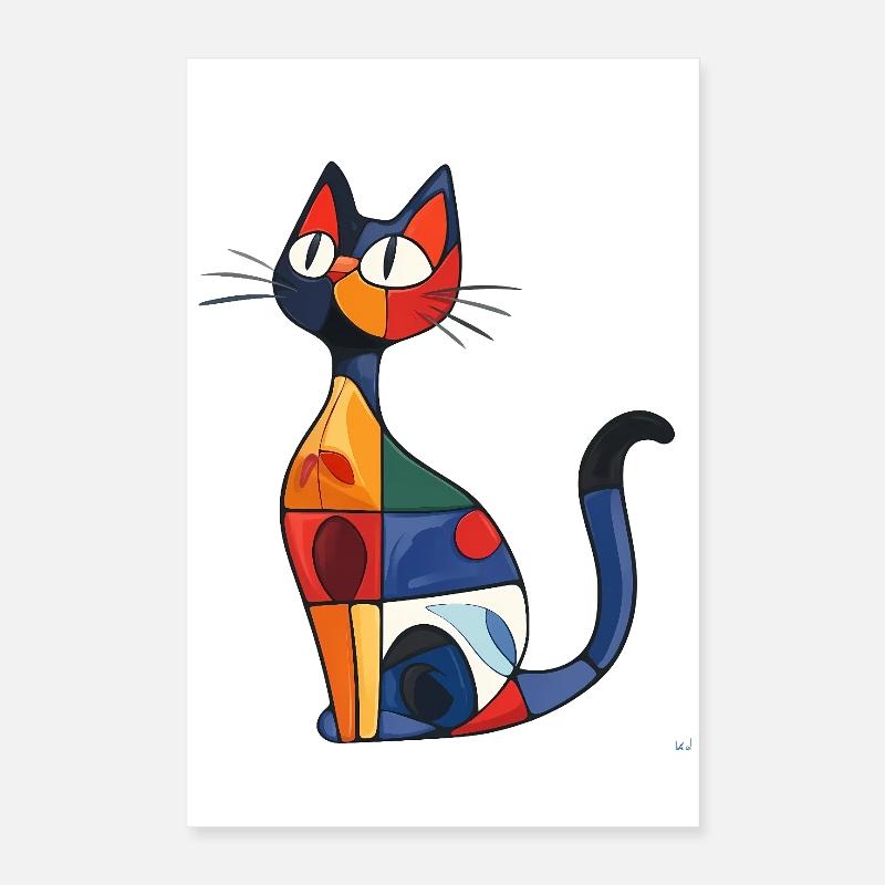 Chat abstrait coloré , idéal pour la déco maison Poster 40 x 60 cm